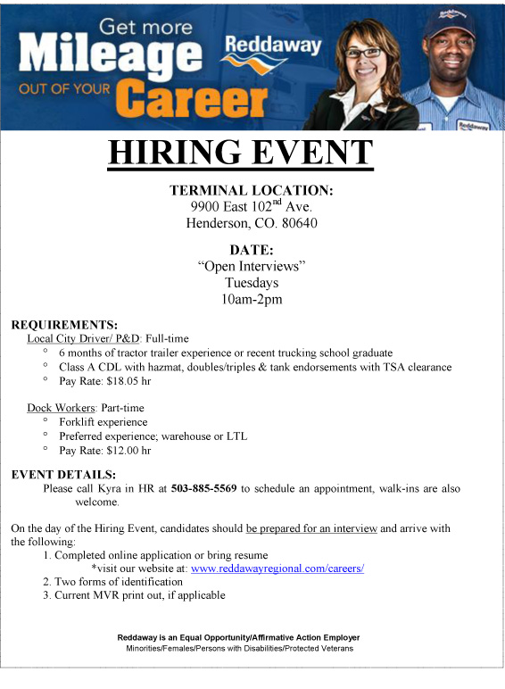 Hiring Event Local City Drivers Dock Workers 
